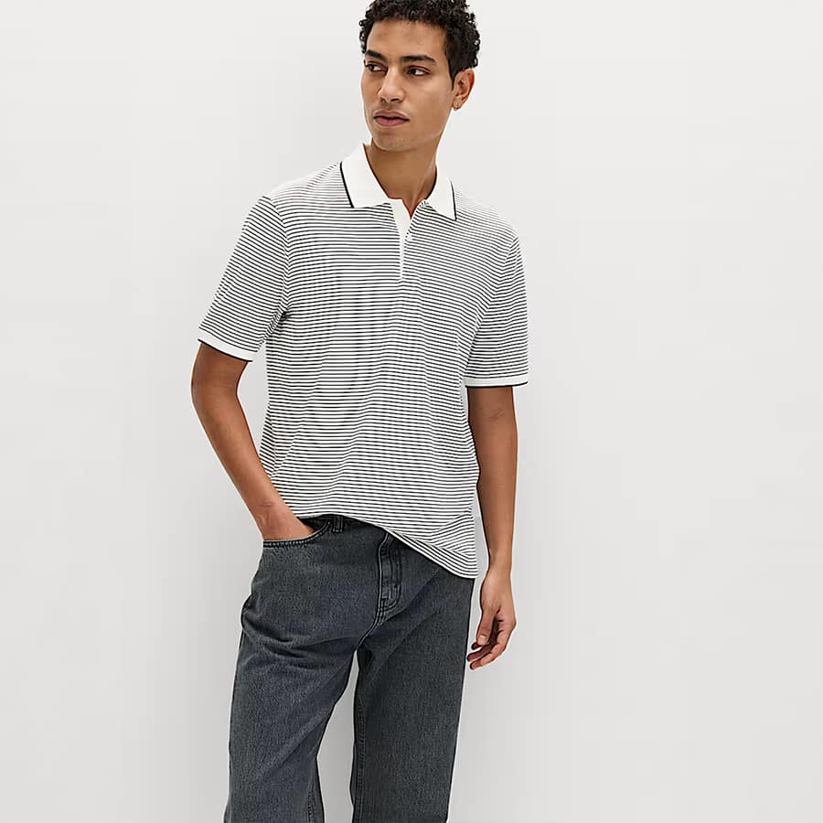 Pure Cotton Striped Polo Shirt