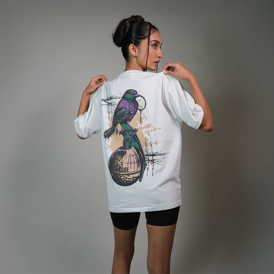 GRENADE WHITE WOMEN’S OVERSIZED T-SHIRT