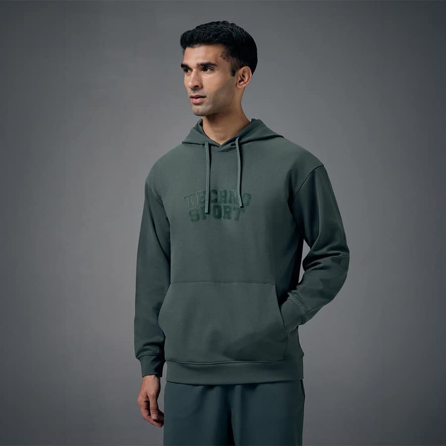 Men Hooded Slim Fit Printed Sweatshirt