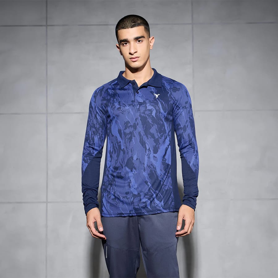 Men Printed Slim Fit Polo Sports T-shirt