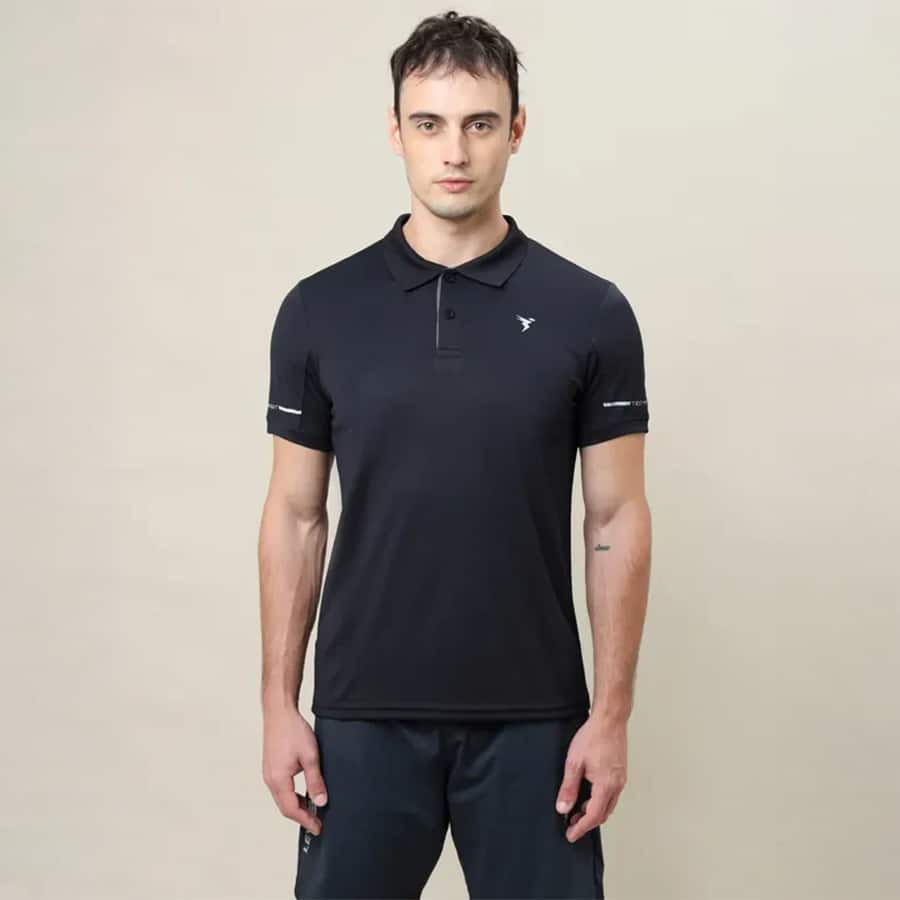 Men Solid Slim Fit Polo T-shirt with TECHNO COOL+
