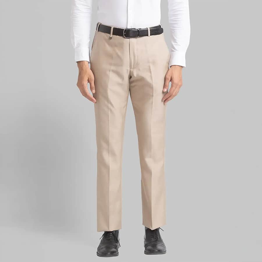 Park Avenue Men Fawn Smart Fit Solid Trouser