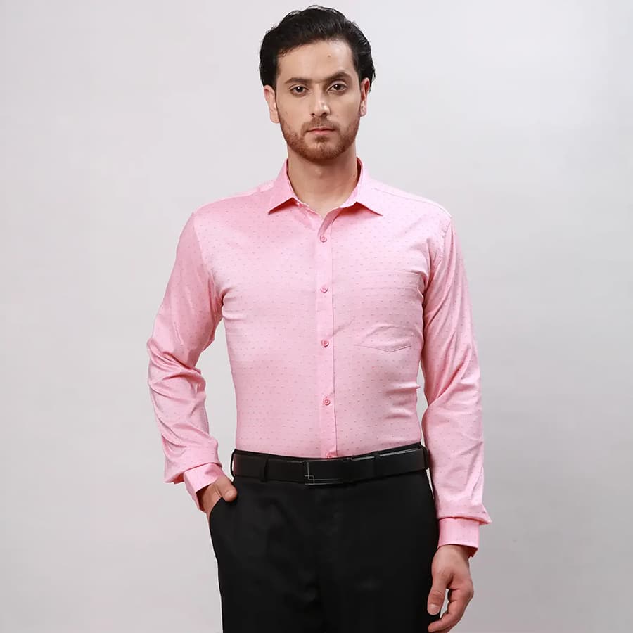 Park Avenue Men Pink Slim Fit Dobby Formal Shirt