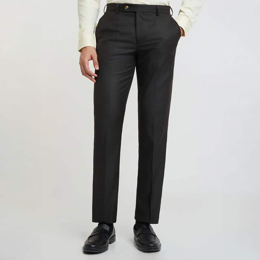 Park Avenue Men Brown Smart Fit Checks Trouser