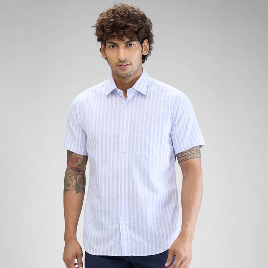 Colorplus Men Purple Regular Fit Checks Casual Shirt