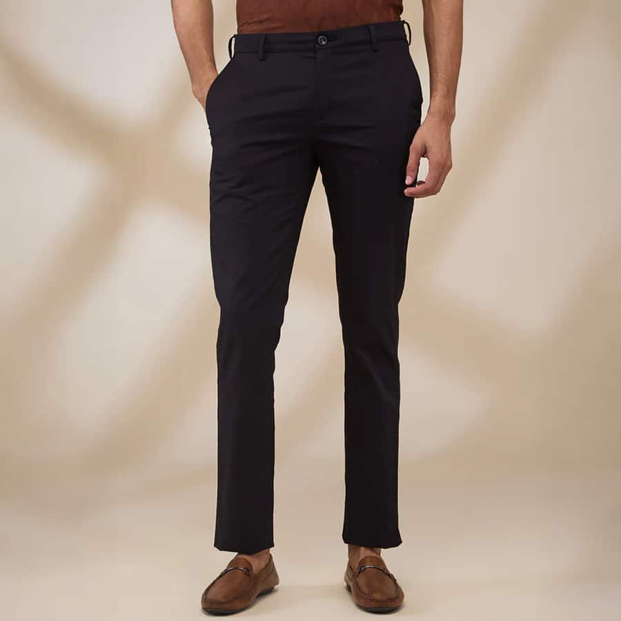 Colorplus Men Black Slim Fit Solid Trouser