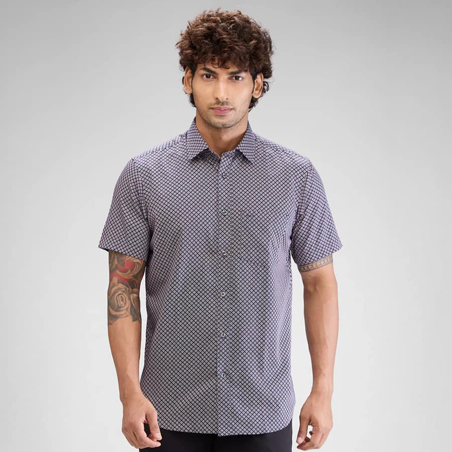 Colorplus Men Blue Regular Fit Printed Casual Shirt