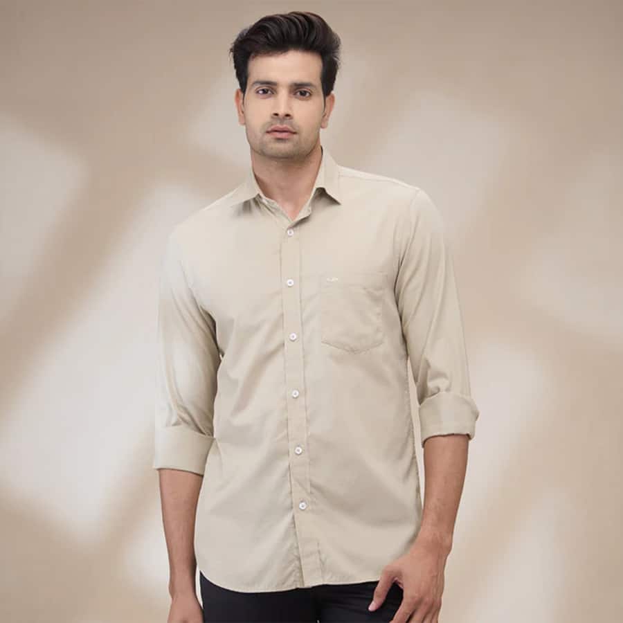 Colorplus Men Brown Regular Fit Plain Casual Shirt