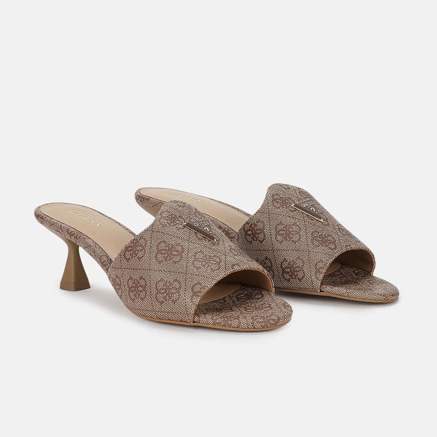 Women Brown Polyurethane Kitten Heel Sandals