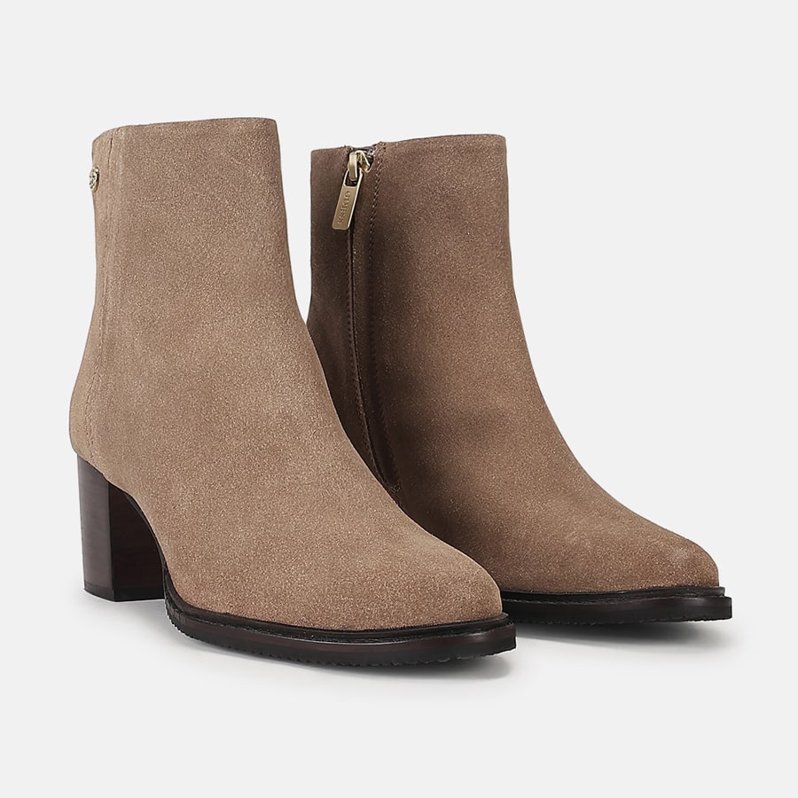 Women Taupe Leather Chelsea Ankle Boots