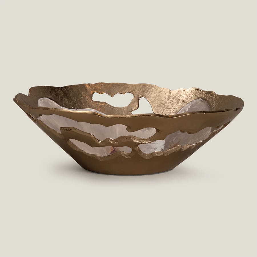 Almeta Handcrafted Gold Aluminium Decor Bowl