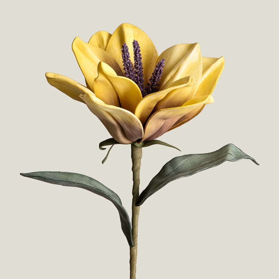 Hibiscus Yellow & Purple Polyfoam Flower Stem