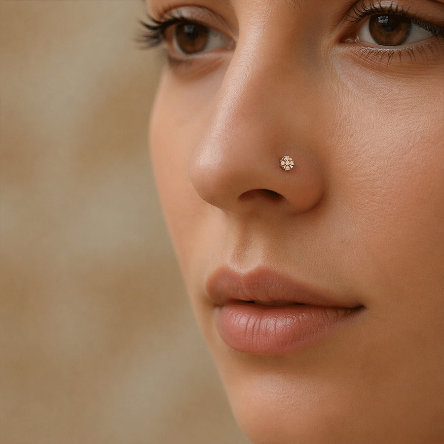 Dazzling Round Diamond Nose Pin