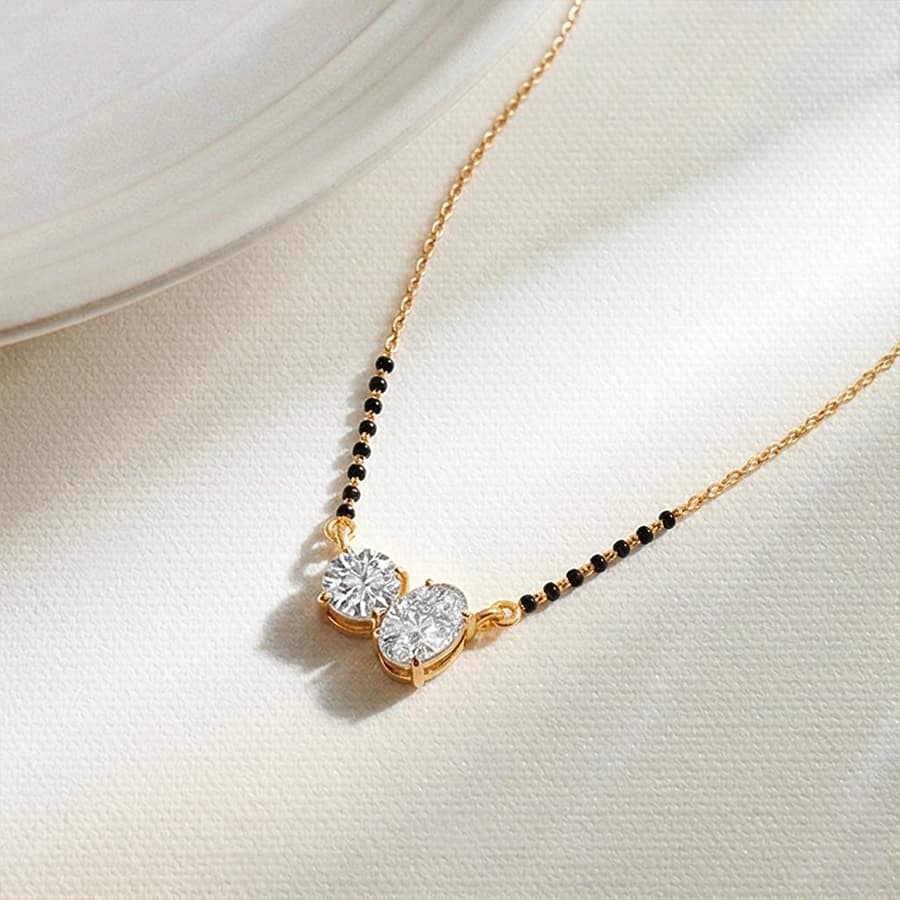 Oval & Round Diamond Mangalsutra Necklace