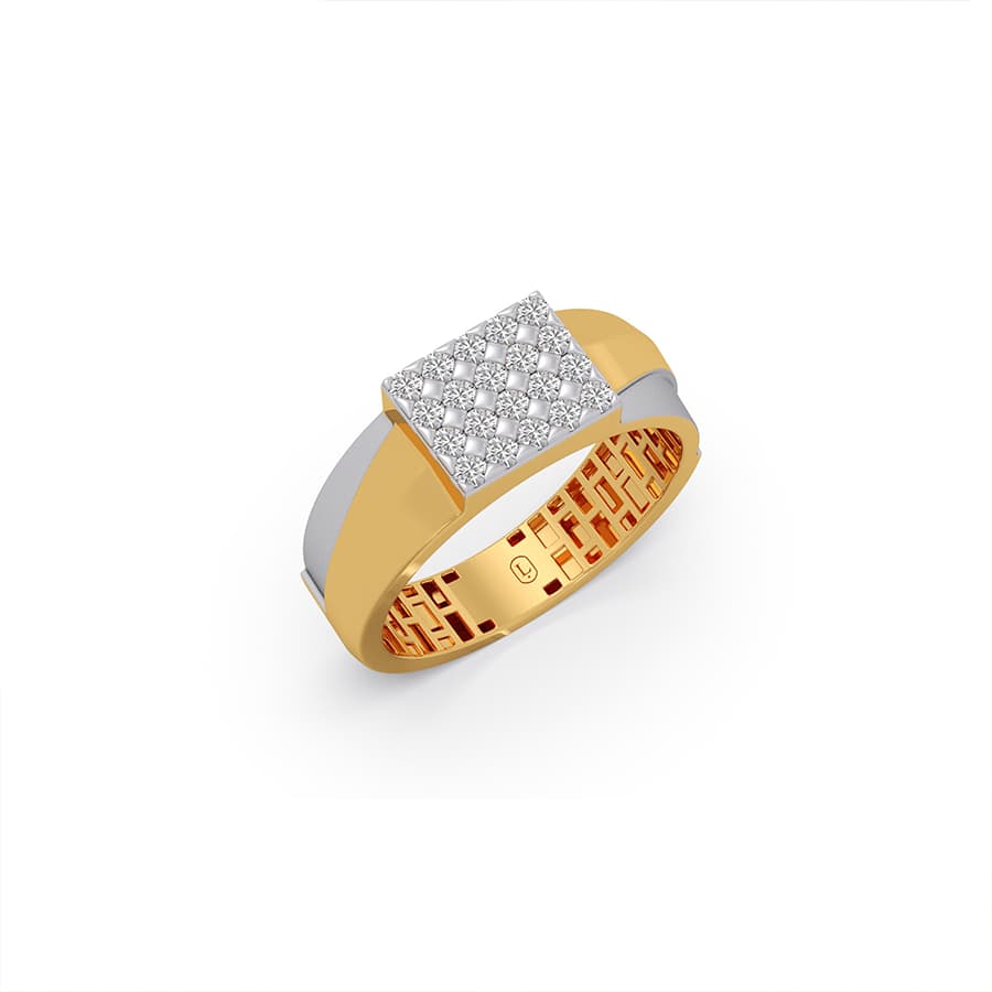 Pavilion Pave Diamond Signet Ring