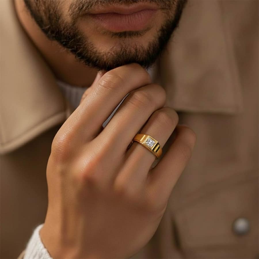 Princess Cut Diamond Men's Classic Ring