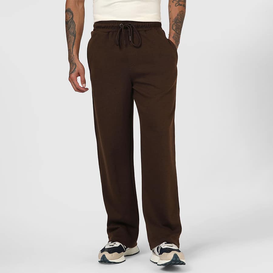Men's Chocolate Brown Straight Fit Track Pants