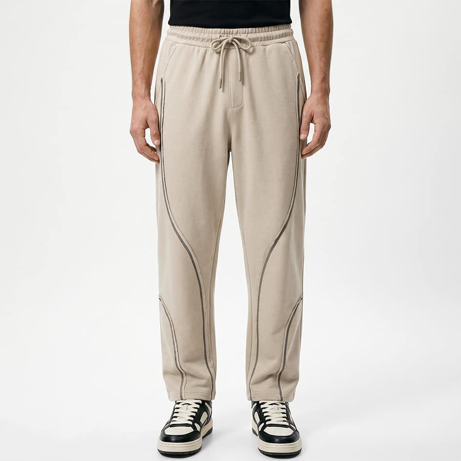 Men's Oyster Grey Cut & Sew Straight Fit Track Pants