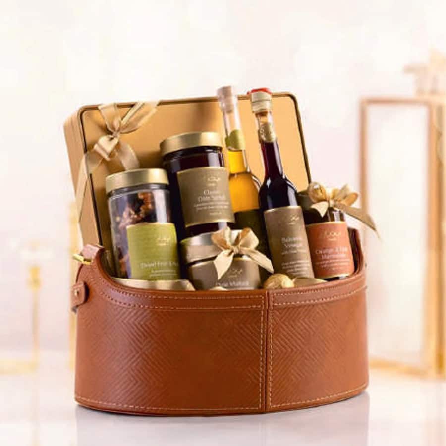 Maze leather hamper small