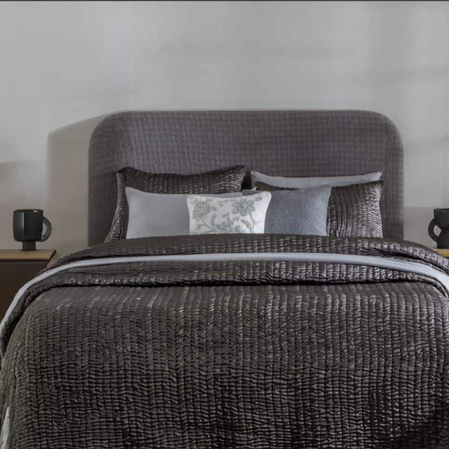 Bedspread Quilted Silk Charcoal