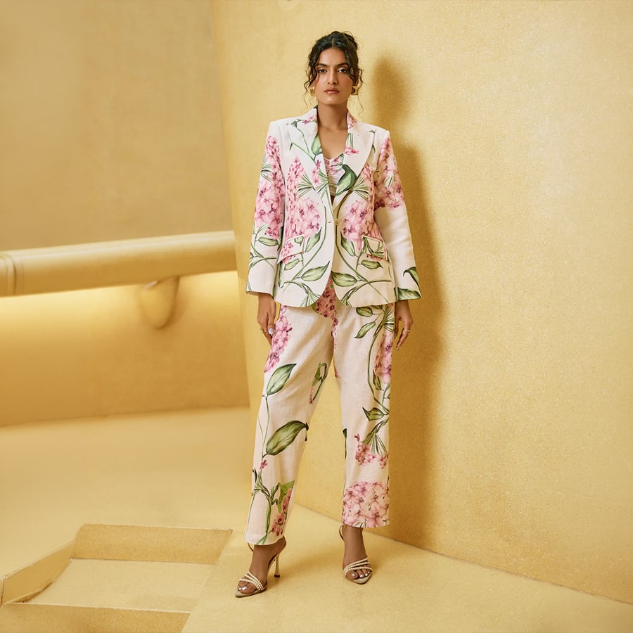 Hoya Floral Linen Blazer Co-ord Set