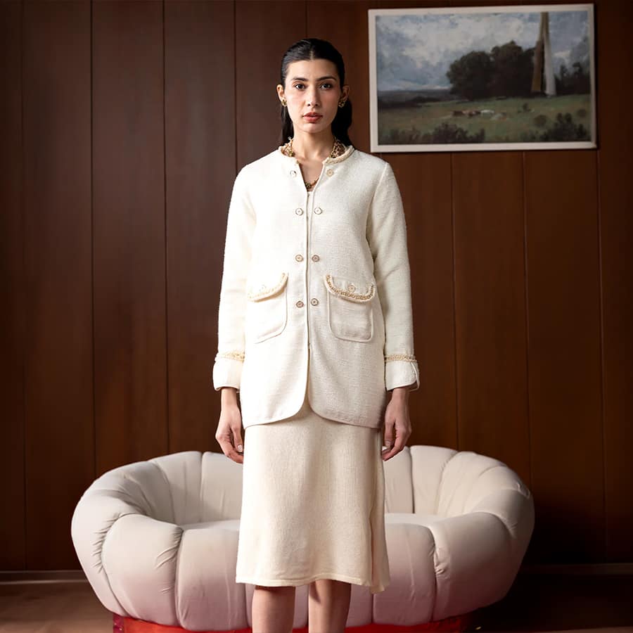 Winslet Ivory Textured Jacket