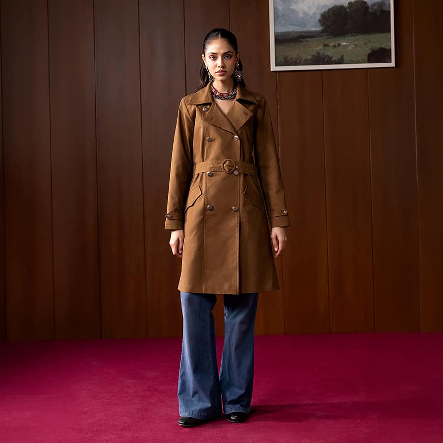 Neve Gold Suede A-line Coat