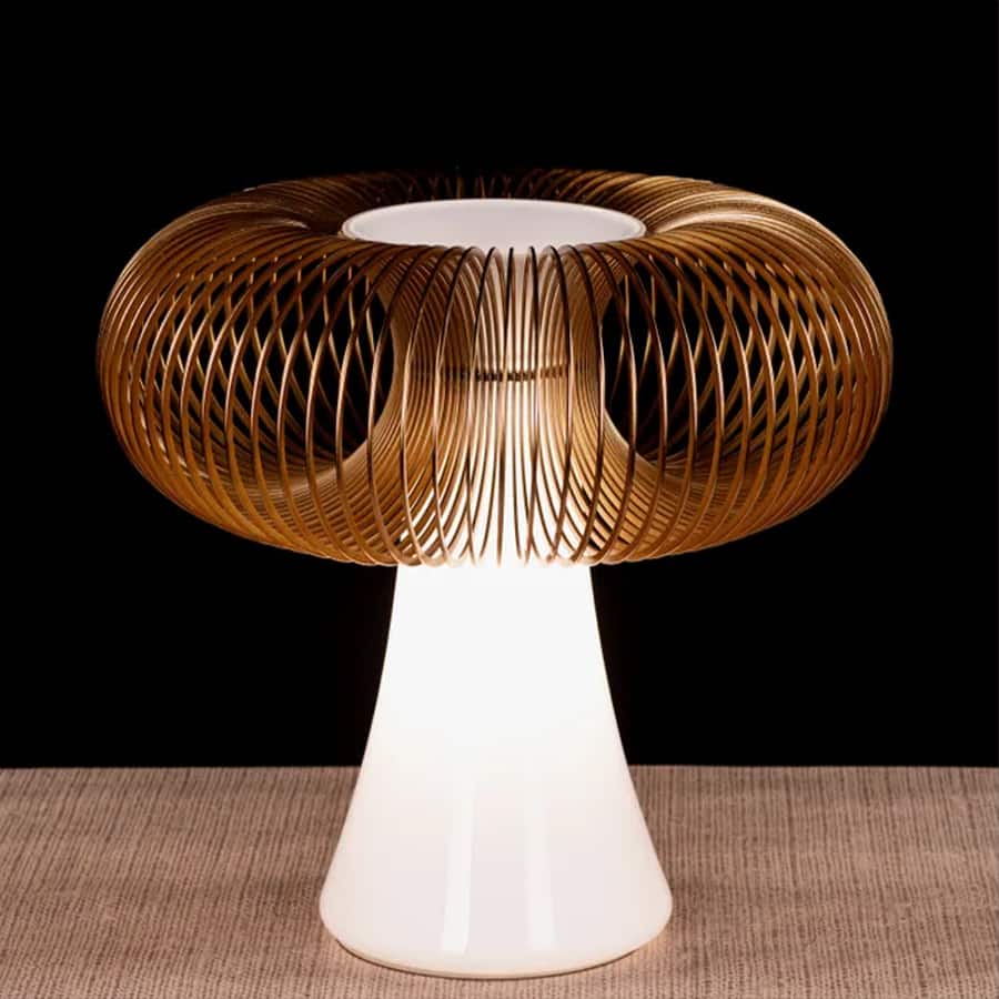 Oïna (Gold, White) Metal & Glass Table Lamp