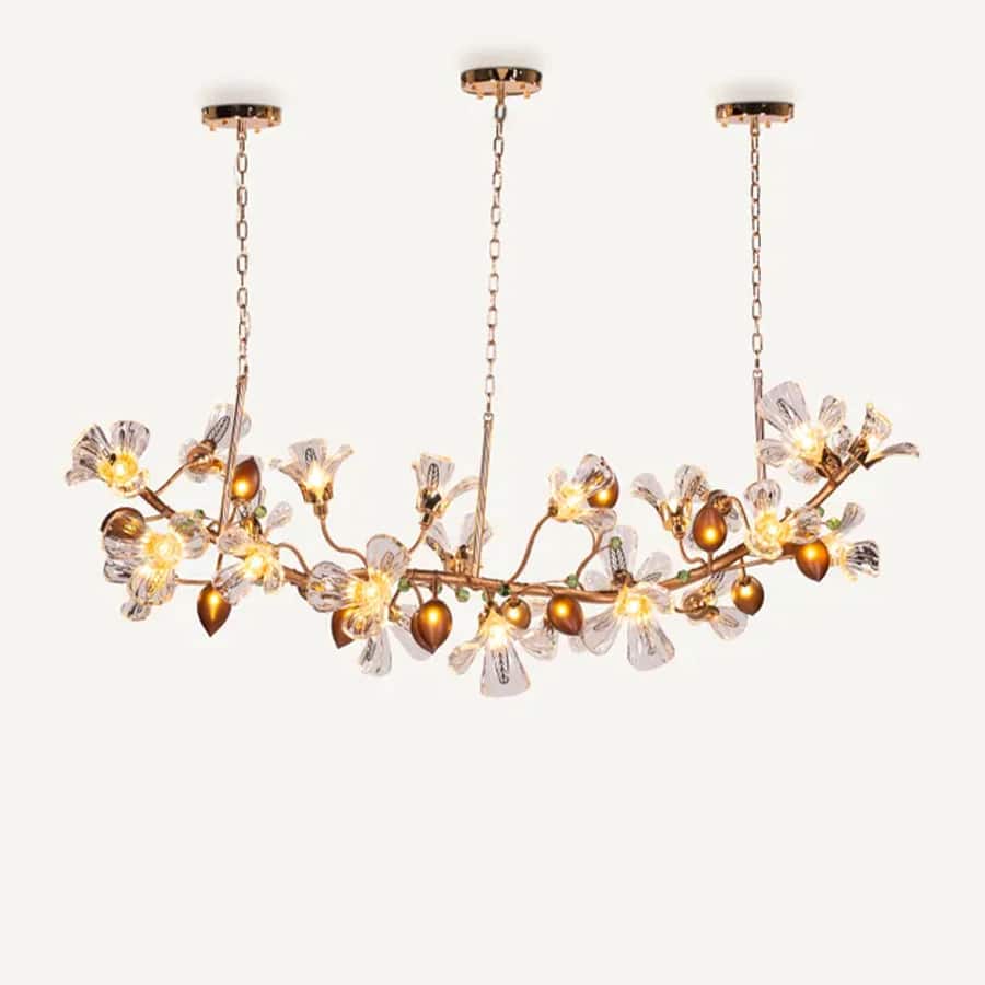 Harubana Splash (Large, Rose Gold, Clear & Amber) Textured Glass Chandelier