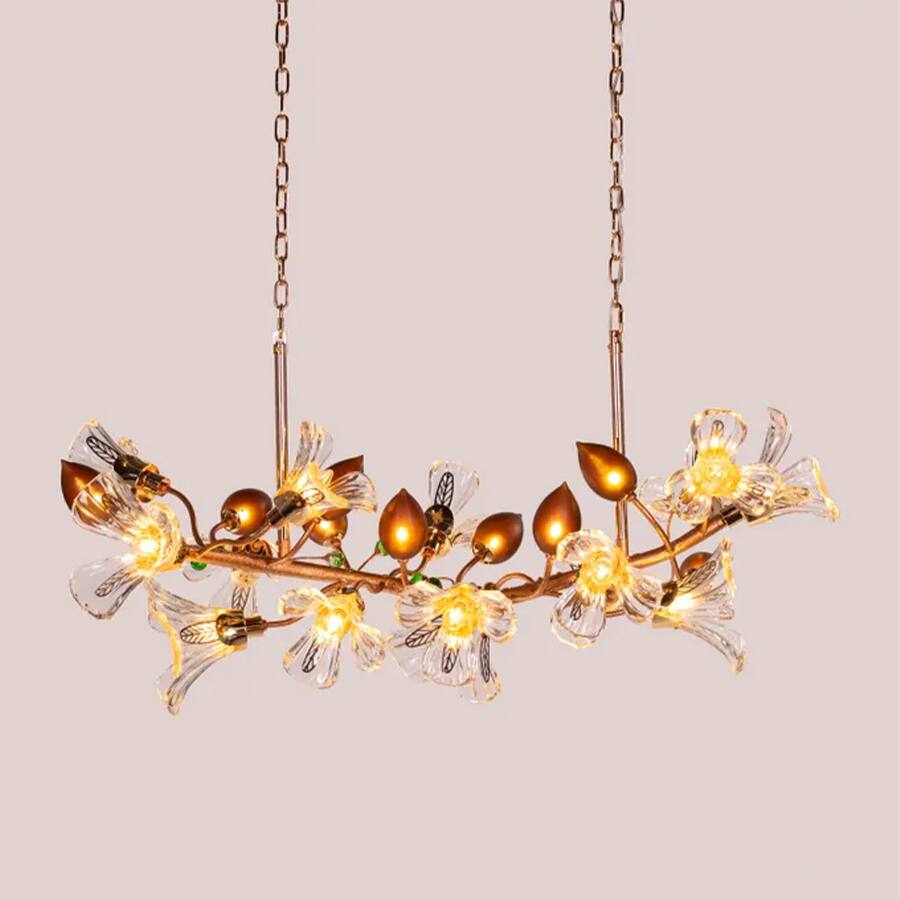 Harubana Splash (Medium, Rose Gold, Clear & Amber) Textured Glass Chandelier