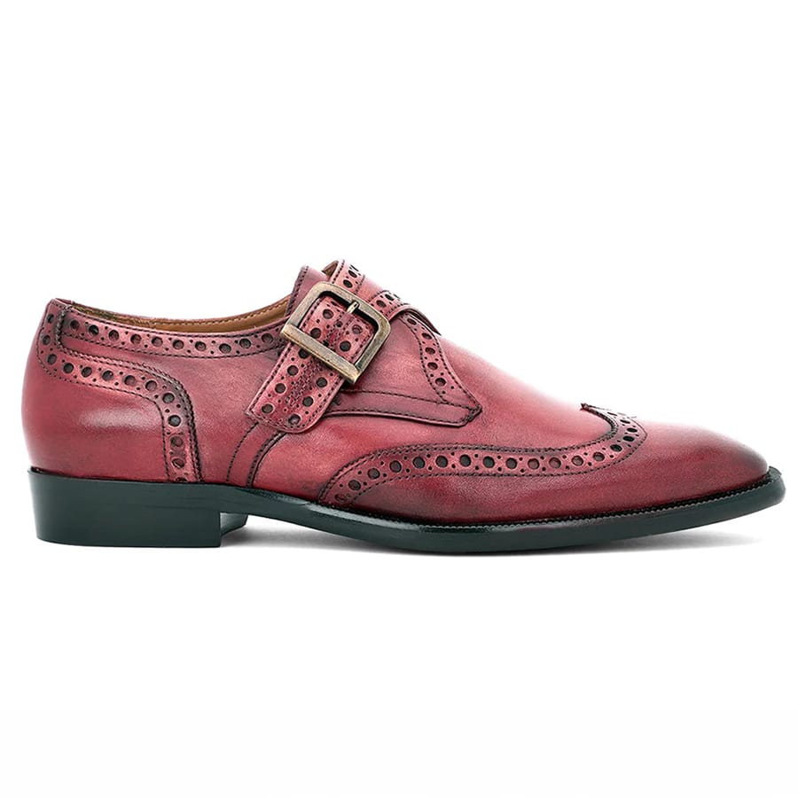 Gerardo Burgundy Leather Single Monk Strap Brogues