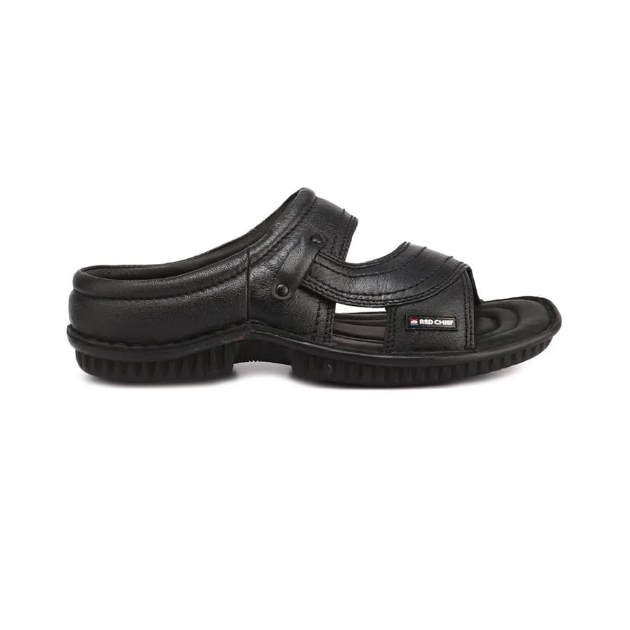Red Chief Black Slipper for Men
