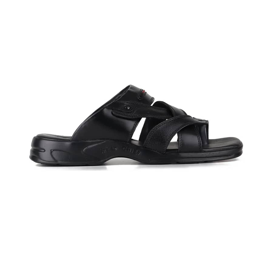 Red Chief Black Slipper for Men