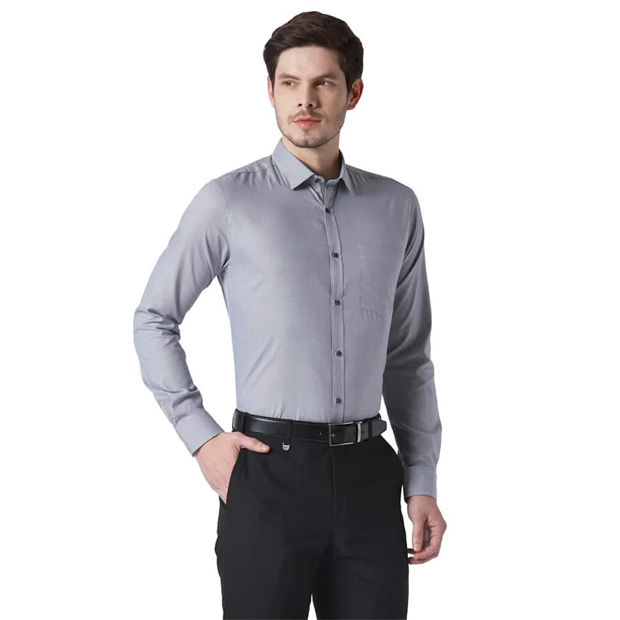 Park Avenue Men Grey Slim Fit Structure Formal Shirt