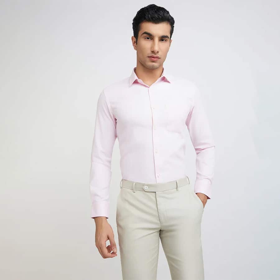 Park Avenue Men Pink Slim Fit Structure Formal Shirt