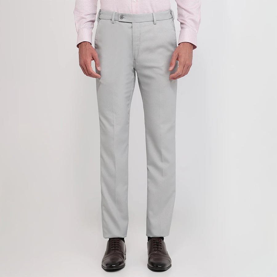 Park Avenue Men Grey Slim Fit Structure Trouser