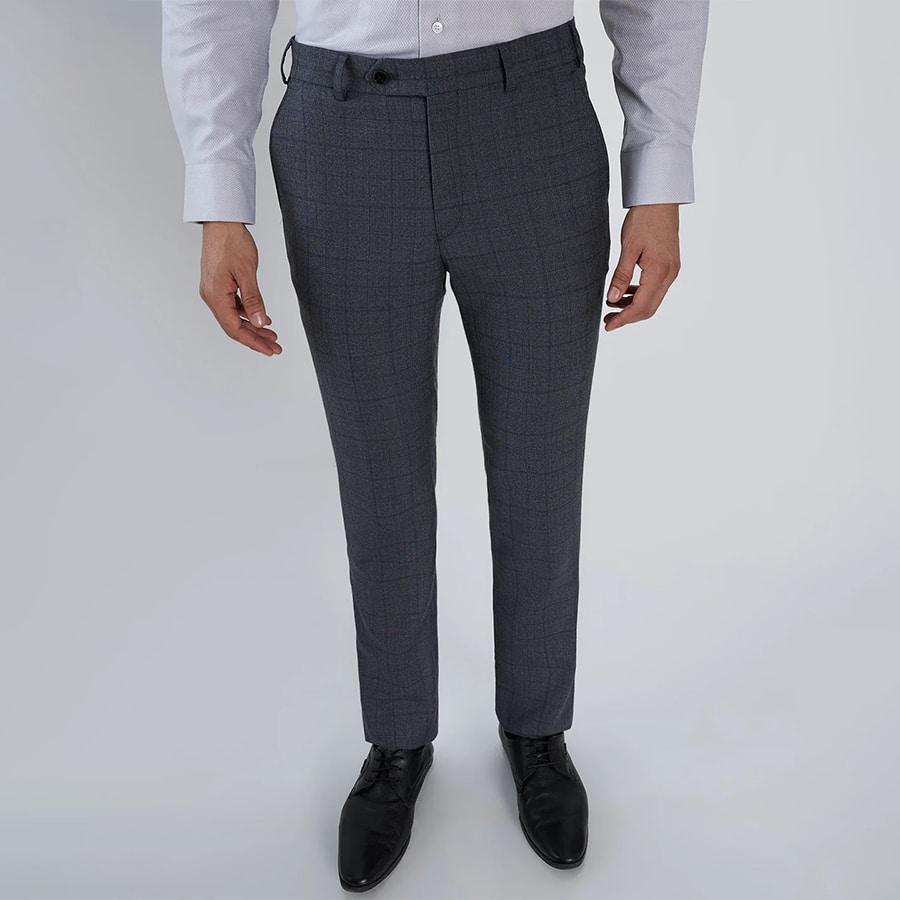 Park Avenue Men Grey Slim Fit Checks Trouser