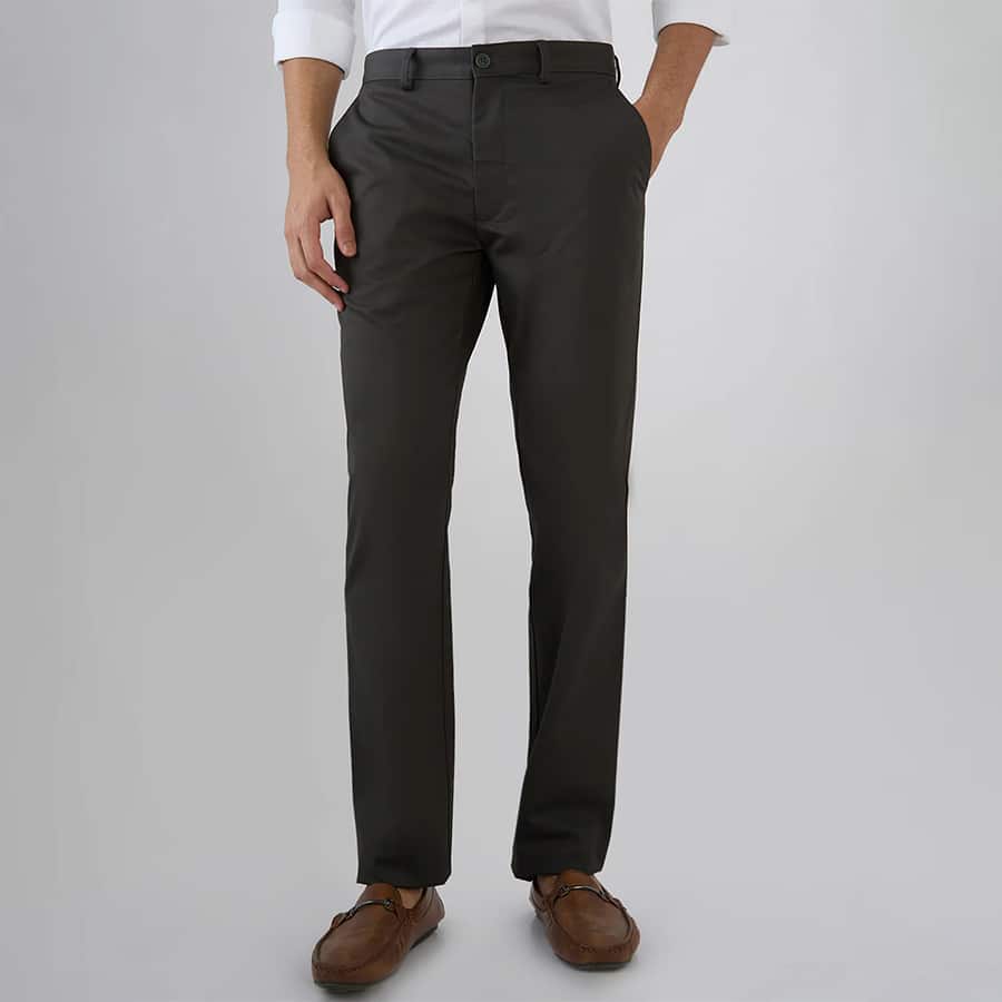 Park Avenue Men Green Slim Fit Solid Trouser
