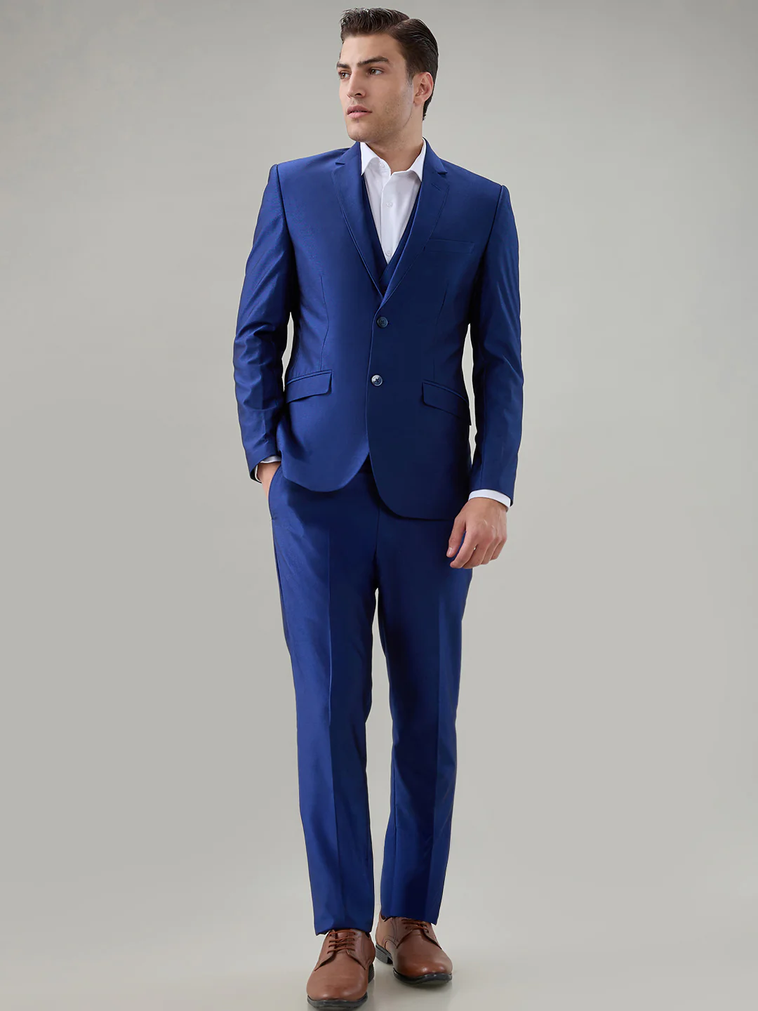 Park Avenue Men Blue Super Slim Fit Structure Formal Suit