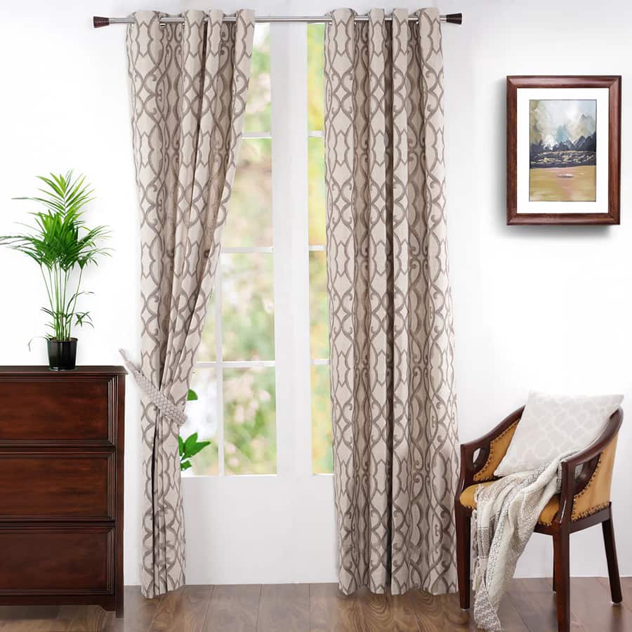 Fervor Jacquard Neutral Curtain Set