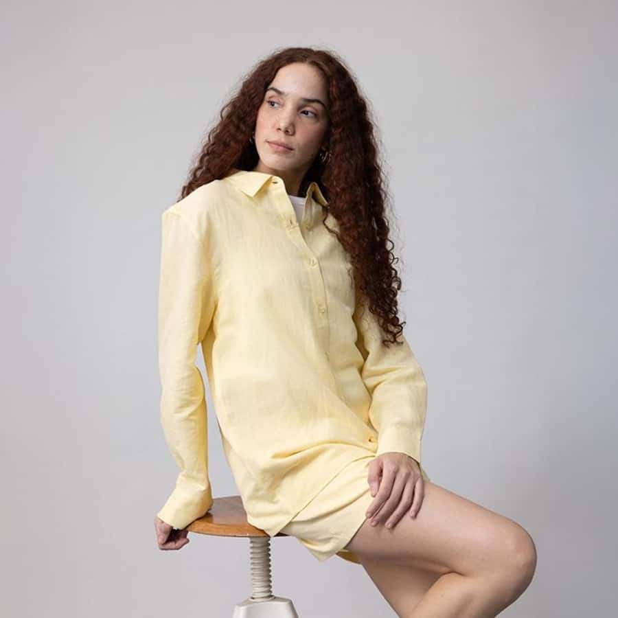 Women's Linen Classic Collar Shirt - Butter Yellow