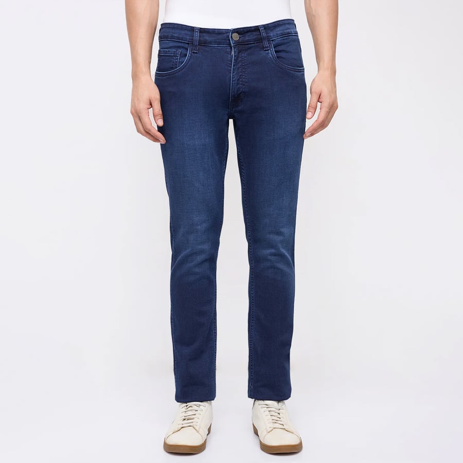 Colorplus Men Blue Mid Rise Slim Fit Plain Jeans