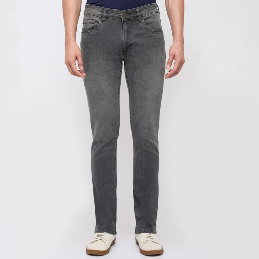 Colorplus Men Grey Mid Rise Slim Fit Plain Jeans