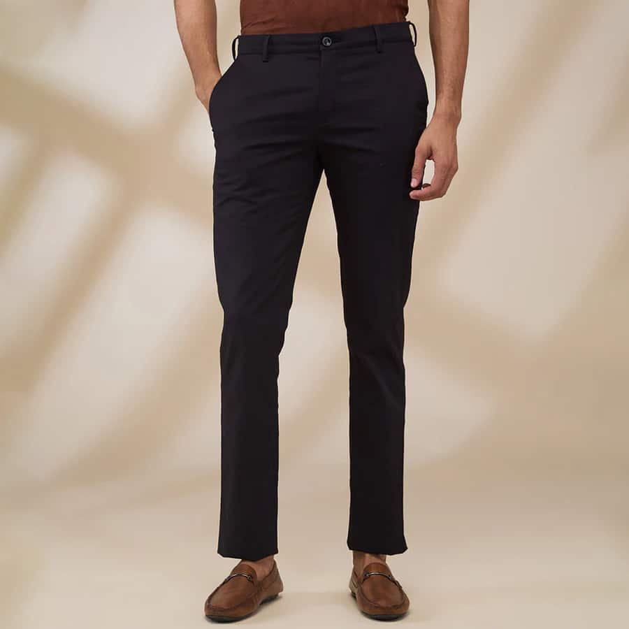 Colorplus Men Black Slim Fit Solid Trouser