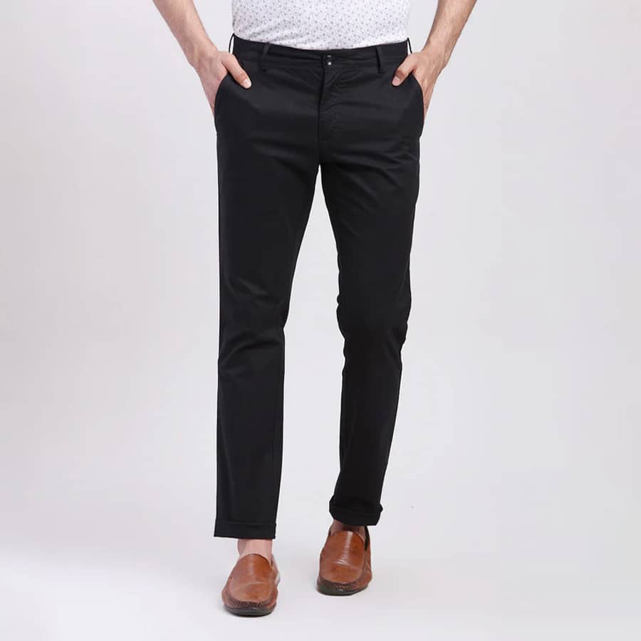 Colorplus Men Black Super Slim Fit Solid Piece Dyed Trouser