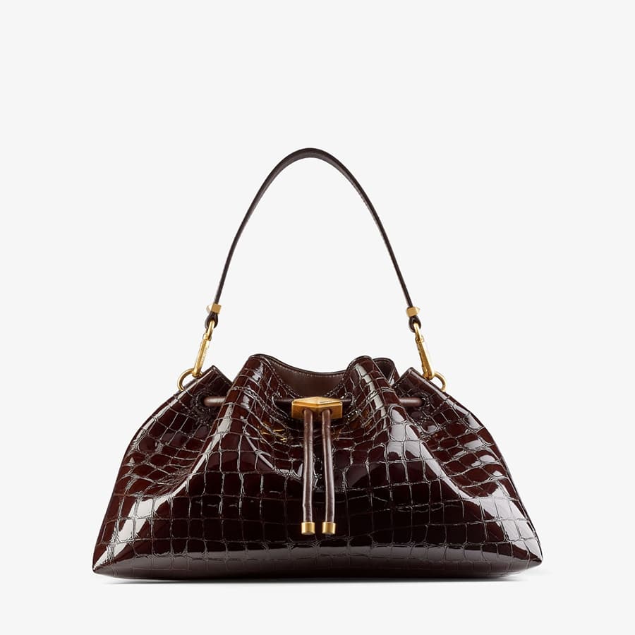 Cinch Medium Sambuco Croc Embossed Leather Shoulder Bag