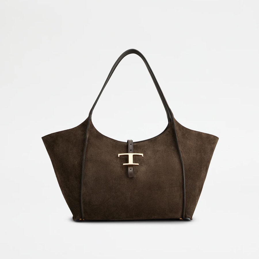 T Timeless Shopping Bag in Suede Small
