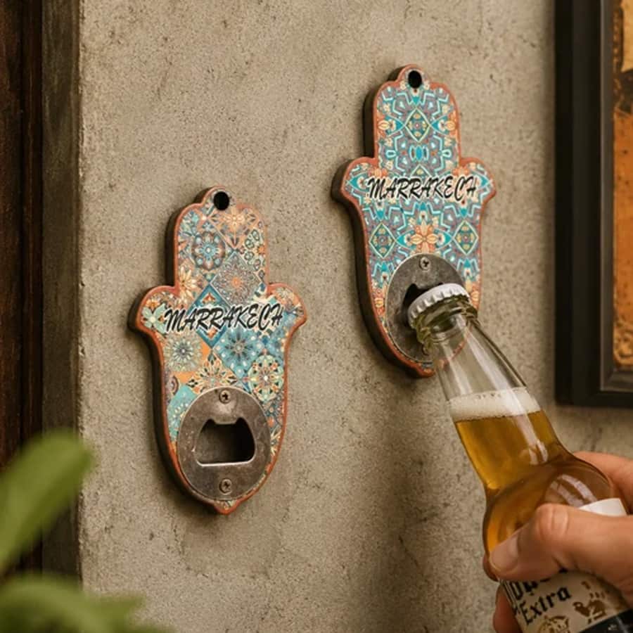 Pattern Bottle Fridge Magnets Cum Openers - Set of 2