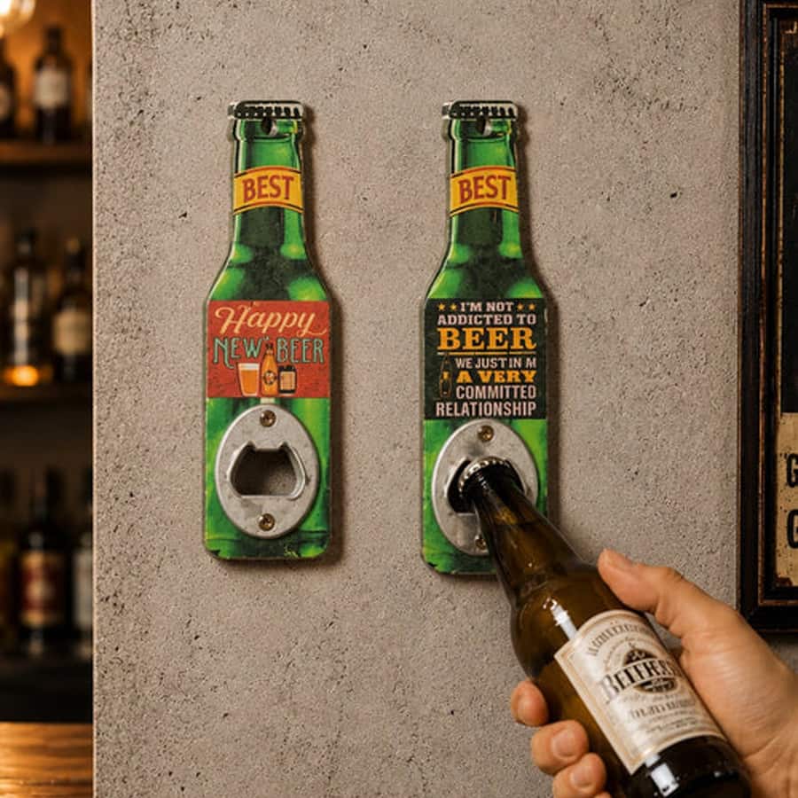 Beer Bottle Fridge Magnets Cum Openers - Set of 2