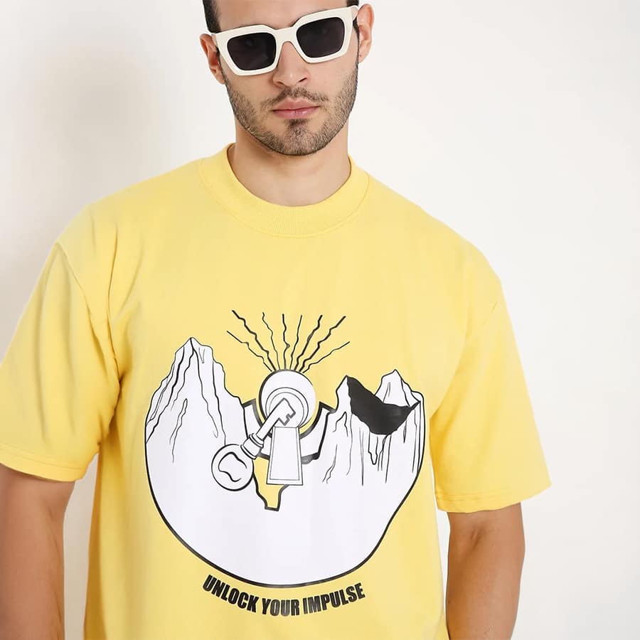 Mountain Oversized T-shirt -(Yellow)